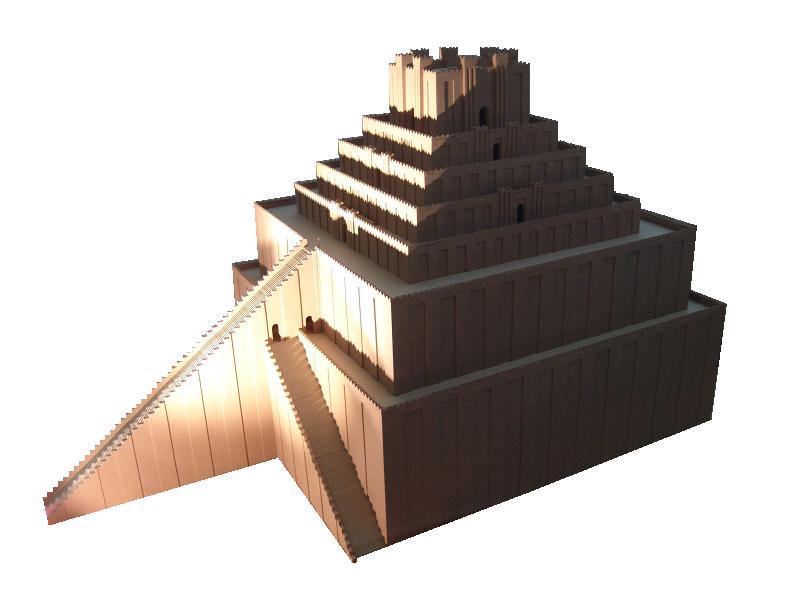 Scale model of the Etemenanki ziggurat at the Pergamon Museum in Berlin — a seven-stage Mesopotamian temple-tower dedicated to Marduk.