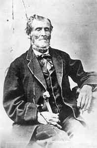 Photograph of Martin Harris at age 87, taken c. 1870 in Utah upon his return to the LDS Church, attributed to Charles W. Carter.