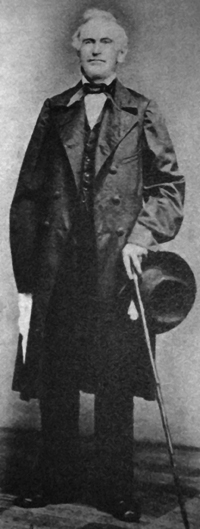 Photographic portrait of David Whitmer in 1864 by R. B. Rice, showing Whitmer in vigorous middle age — about thirty-five years after his Three Witness experience and twenty-one years before the Gurley interview the CES Letter cites.